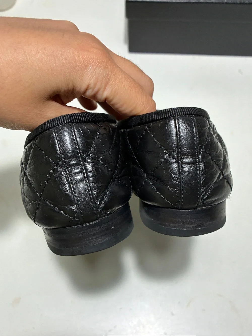 CHANEL Black Quilted Leather Ballet Flats with CC Medallion